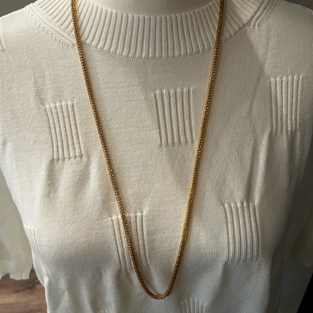 Vintage Napier Gold Tone Box Chain Necklace Signed